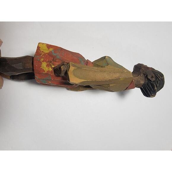 Adrian R. Woodall Hand Carved Wood Female Male Figurines Folk Art Vtg Signed - Picture 15 of 16